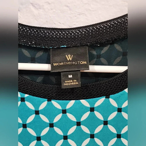 Worthington sleeveles teal and black blouse Size Medium - Picture 6 of 6